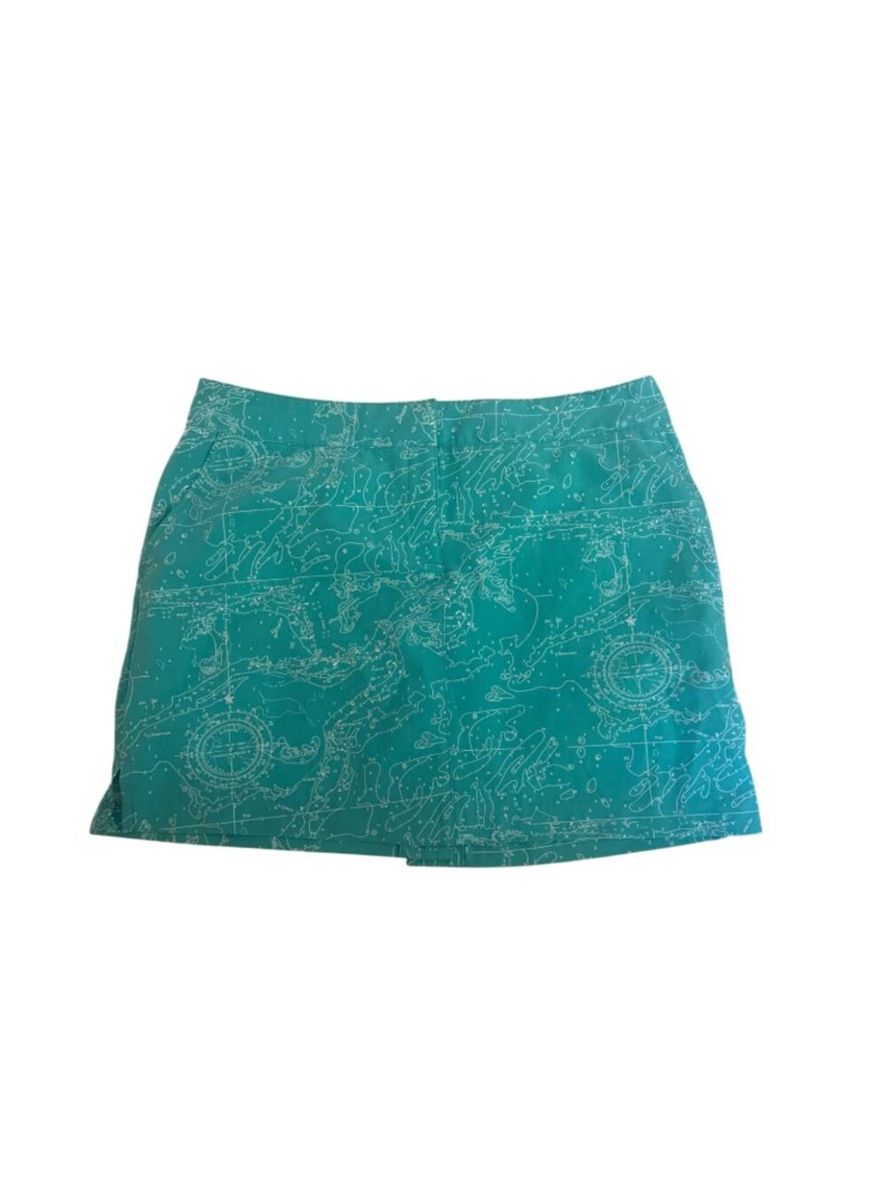 Izod Golf Womens Skort Size 14 Teal With Compass Map Print Athleisure